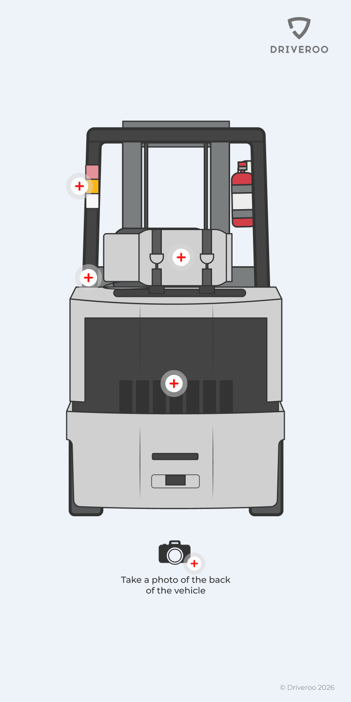 Forklift Daily Check screen: a forklift with its inspection points marked