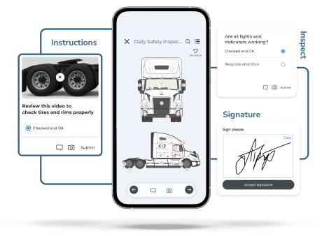 Operator working through a visual checkpoint list on a phone in the yard